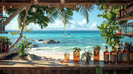 A beach bar with a sea view