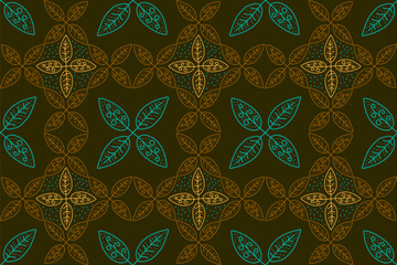 Batik Kawung is a batik motif whose shape is in the form of a circle similar to a kawung fruit which is neatly arranged geometrically. Seamless pattern background vector.