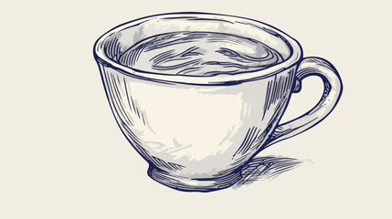 Sketch draw cup tea handle beverage vector illustratio