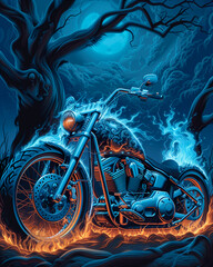 creative image of a motorcycle in a fairy-tale haze