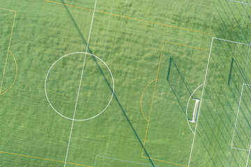 aerial top view with drone of a soccer field © VicVaz