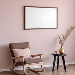 Fototapeta na wymiar Mockup poster frame on the wall of pink living room, interior mockup design, frame mockup