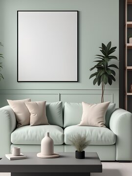 Poster frame mockup in home interior background, interior mockup design, frame mockup