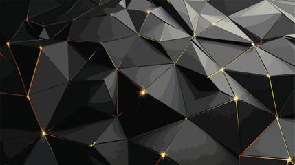 Technology geometry black background. 3d illustration - obrazy, fototapety, plakaty
