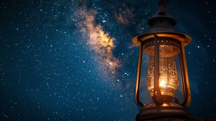 The lantern is a symbol of hope and guidance in the darkness. The stars represent the vastness of the universe and the possibilities that lie ahead.