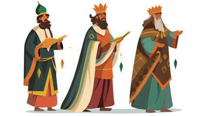 Three wise men flat vector isolated on white background