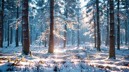 winter forest in the morning
