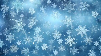 Naklejka na ściany i meble Digital blue snowflake geometric abstract graphic poster web page PPT background