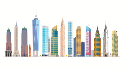 Vector skyscrapers flat vector isolated on white background