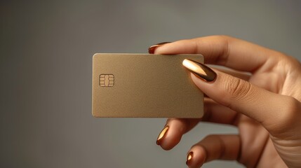 Hand displaying golden credit card