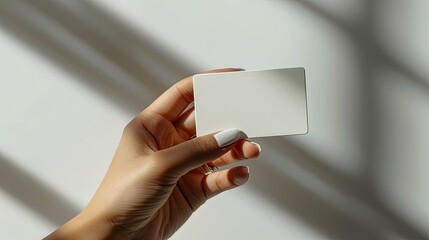 Female hand with a simple white card