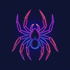 Neon Spider Illustration on Dark Background Showcasing Digital Art Design