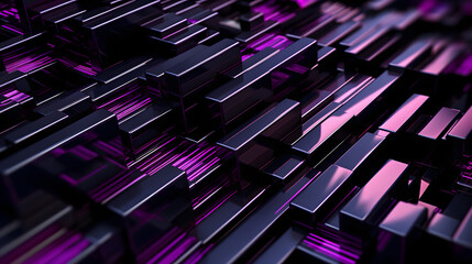 Digital purple and black stacked geometric abstract graphics poster web page PPT background