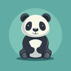 Fototapeta premium Cute Illustrated Panda Character Against a Vibrant Red Background