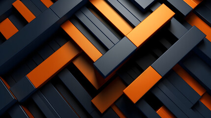 Digital orange and black stacked geometric abstract graphics poster web page PPT background