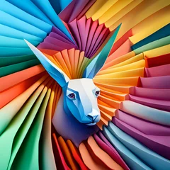 Fotobehang a donkey made of colorful paper. © 따찡 WLS