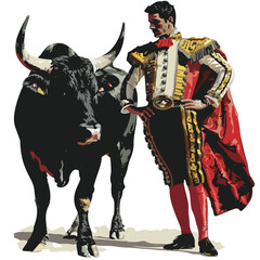 Matador and Bull Clipart clipart isolated on white background