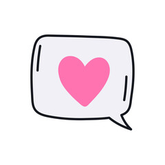 vector love message element vector in doodle style on white