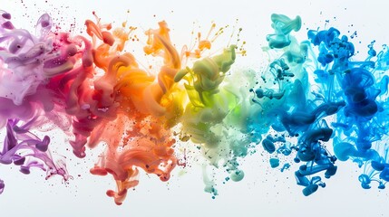 Abstract colorful paint splash. Rainbow of colors. Fluid art.
