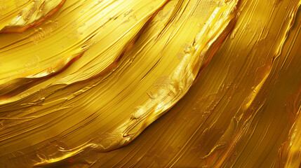 Abstract background with golden oil paint strokes. Close up of textured brush strokes in the style...