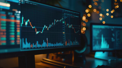 Stock Market Graph Shown on Monitor