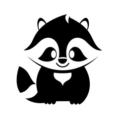 Simple raccoon isolated black icon