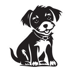Obraz premium Playful puppy silhouette clipart on a white background
