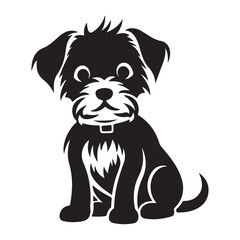 Playful puppy silhouette clipart on a white background