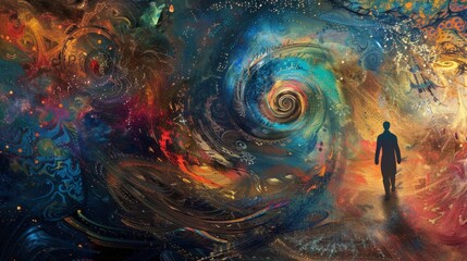Abstract Human Mind Journey Through Time Spiral