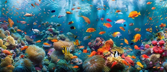 Wandaufkleber Underwater life. The coral reef ecosystem. Tropical fish. © Zaleman