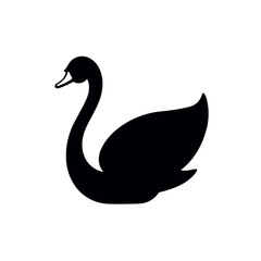 Simple swan isolated black icon