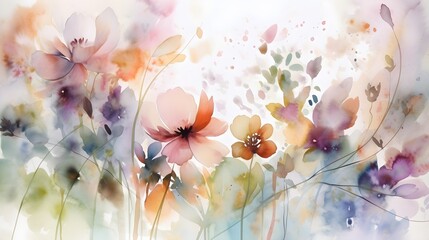 light soft pastel watercolor abstract floral background