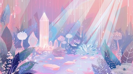 Peaceful Crystal Meditation Space Illustration