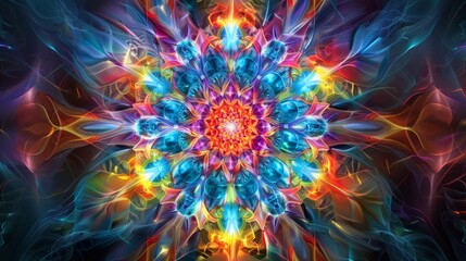 Psychedelic Fractal Mandala Bursting with Colors