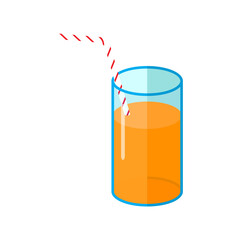 vector glass of organge juice on white