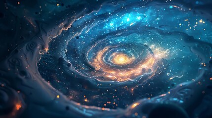 Spiraling Galaxy Embodying Historical Epochs