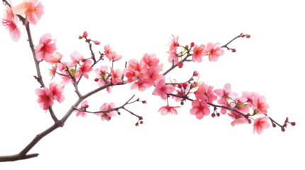 pink flowers blooming all over the tree branch, nature, Sakura, isolated
