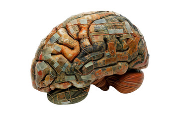 A computer brain isolated on a transparent background, Generative AI