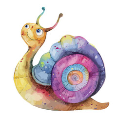 Watercolor Baby Snail Clip Art clipart isolated on white