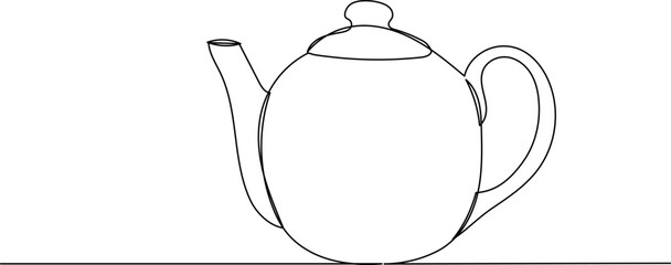 teapot line drawing sketch, on white background vector