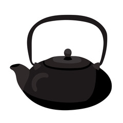 black teapot in flat style, isolated on white background vector