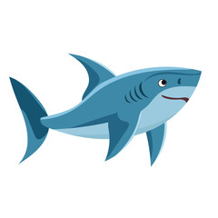 cute shark in flat style, isolated on white background vector