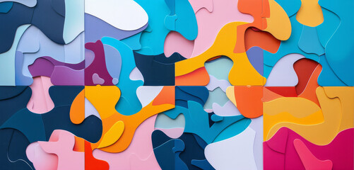 Fototapeta premium Abstract, paper and creative design in the style of curves for backdrop, wallpaper or graphic poster advertising with copyspace. Rainbow, layers and craft template for background, banner or mockup