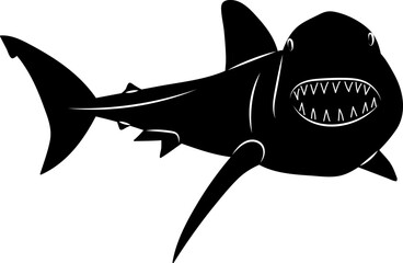 shark with teeth silhouette, on a white background vector