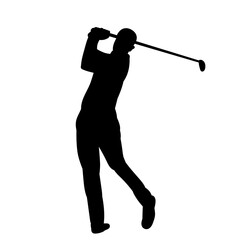 man playing golf silhouette, isolated on white background vector