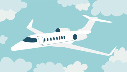 flying plane in the sky in flat style vector