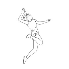 woman jumping sketch, on white background vector