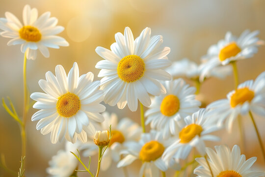 beautiful white daisy flowers in spring season generative by ai