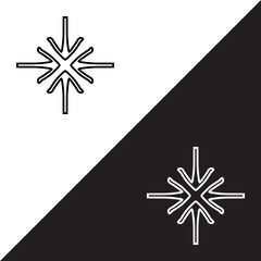 Inward arrow icon vector. Four Arrows icon sign symbol in trendy flat style. Arrow pointing center vector icon illustration isolated on white and black background