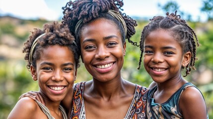 Portrait of happy african american family on a sunny day - Powered by Adobe